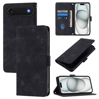 For iPhone Air Skin-feel Embossed Leather Phone Case(Black) - iPhone Air Cases by buy2fix | Online Shopping UK | buy2fix