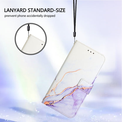 For iPhone 16 Plus PT003 Marble Pattern Flip Leather Phone Case(White Purple LS006) - iPhone 16 Plus Cases by buy2fix | Online Shopping UK | buy2fix