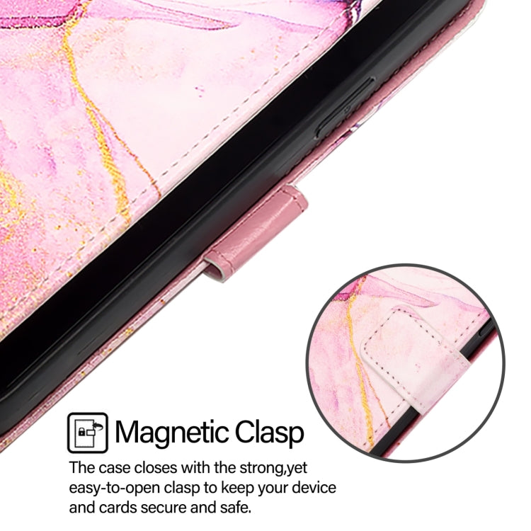 For iPhone 16 Plus PT003 Marble Pattern Flip Leather Phone Case(Pink Purple Gold LS001) - iPhone 16 Plus Cases by buy2fix | Online Shopping UK | buy2fix