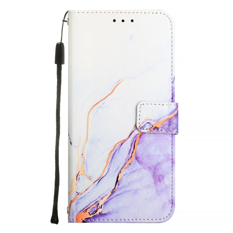 For iPhone 16 PT003 Marble Pattern Flip Leather Phone Case(White Purple LS006) - iPhone 16 Cases by buy2fix | Online Shopping UK | buy2fix