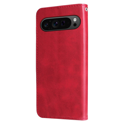 For Google Pixel 9 Pro Fashion Calf Texture Zipper Leather Phone Case(Red) - Google Cases by buy2fix | Online Shopping UK | buy2fix