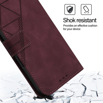 For iPhone 16 Plus Crossbody 3D Embossed Flip Leather Phone Case(Wine Red) by buy2fix