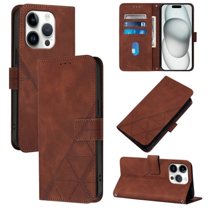 For iPhone 16 Pro Crossbody 3D Embossed Flip Leather Phone Case(Brown) - iPhone 16 Pro Cases by buy2fix | Online Shopping UK | buy2fix