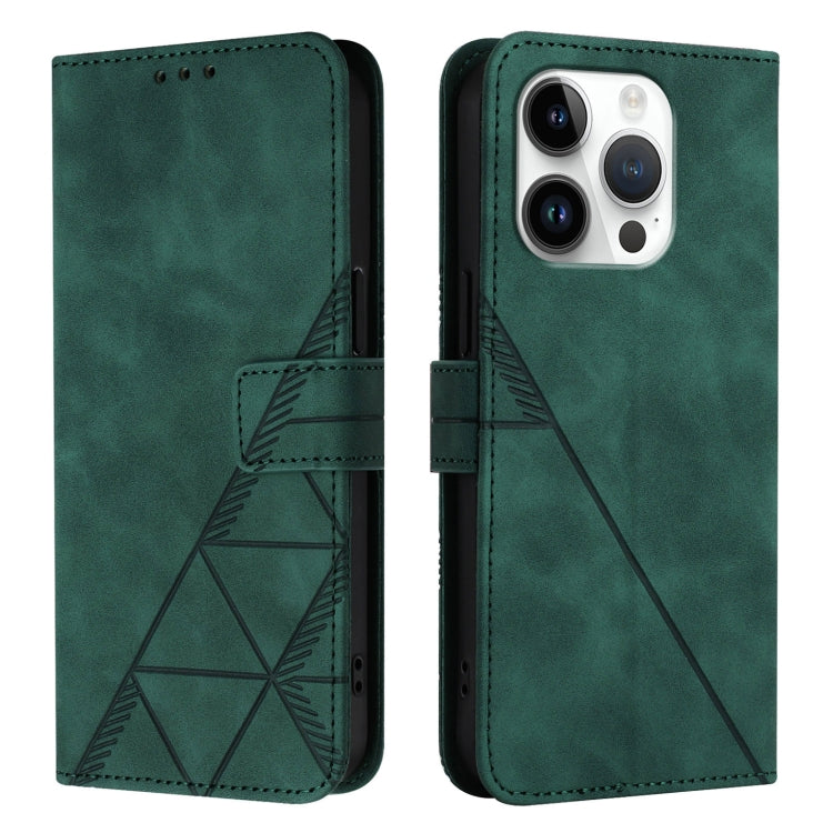 For iPhone 16 Pro Crossbody 3D Embossed Flip Leather Phone Case(Dark Green) - iPhone 16 Pro Cases by buy2fix | Online Shopping UK | buy2fix