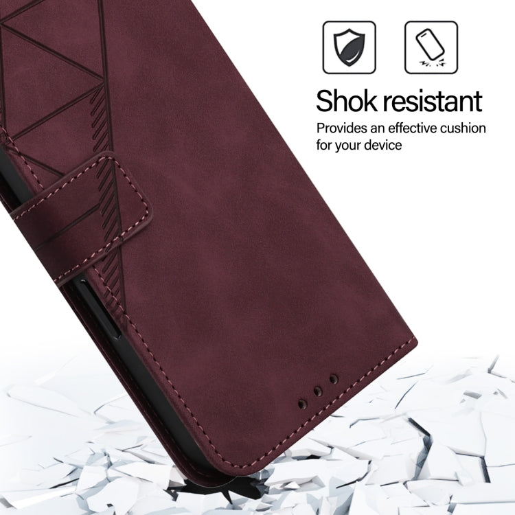 For iPhone 16 Pro Crossbody 3D Embossed Flip Leather Phone Case(Wine Red) - iPhone 16 Pro Cases by buy2fix | Online Shopping UK | buy2fix