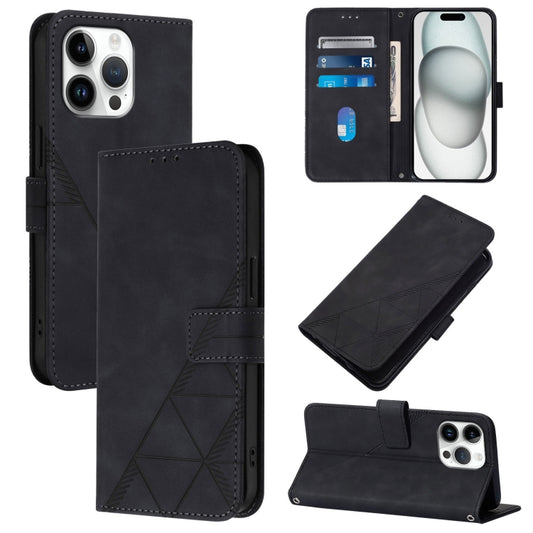 For iPhone 16 Pro Max Crossbody 3D Embossed Flip Leather Phone Case(Black) - iPhone 16 Pro Max Cases by buy2fix | Online Shopping UK | buy2fix