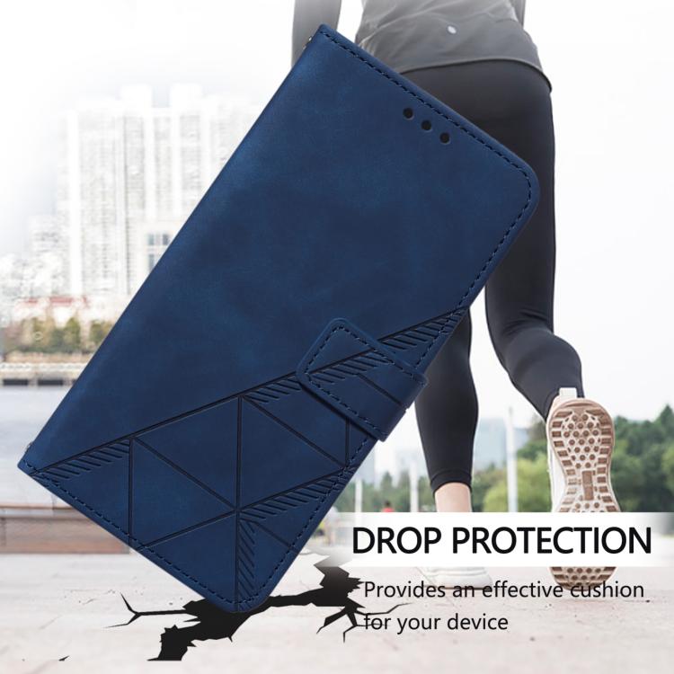 For iPhone 16e Crossbody 3D Embossed Flip Leather Phone Case(Blue) - iPhone 16e Cases by buy2fix | Online Shopping UK | buy2fix