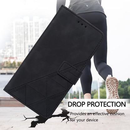 For iPhone 16e Crossbody 3D Embossed Flip Leather Phone Case(Black) - iPhone 16e Cases by buy2fix | Online Shopping UK | buy2fix