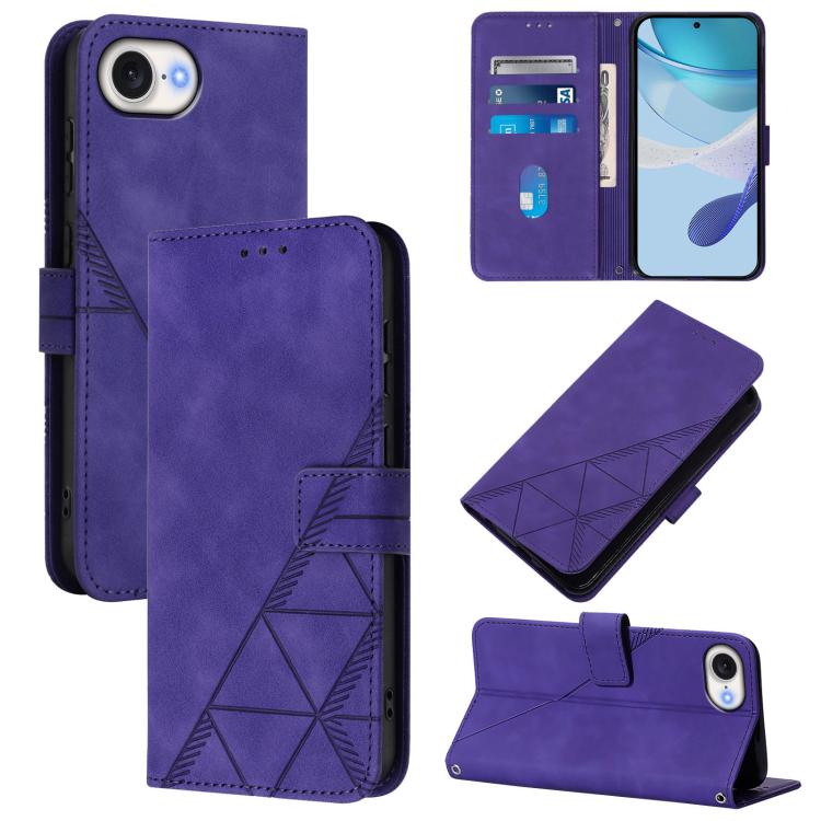 For iPhone 16e Crossbody 3D Embossed Flip Leather Phone Case(Purple) - iPhone 16e Cases by buy2fix | Online Shopping UK | buy2fix