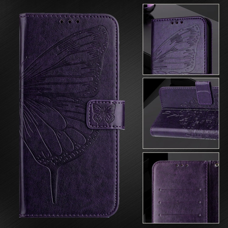 For iPhone SE 2024 Embossed Butterfly Leather Phone Case(Dark Purple) - More iPhone Cases by buy2fix | Online Shopping UK | buy2fix