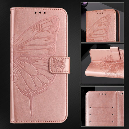 For iPhone 16e Embossed Butterfly Leather Phone Case(Rose Gold) by buy2fix