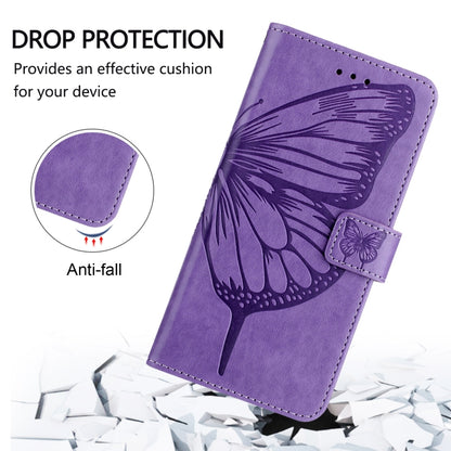 For iPhone 16 Embossed Butterfly Leather Phone Case(Light Purple) - iPhone 16 Cases by buy2fix | Online Shopping UK | buy2fix