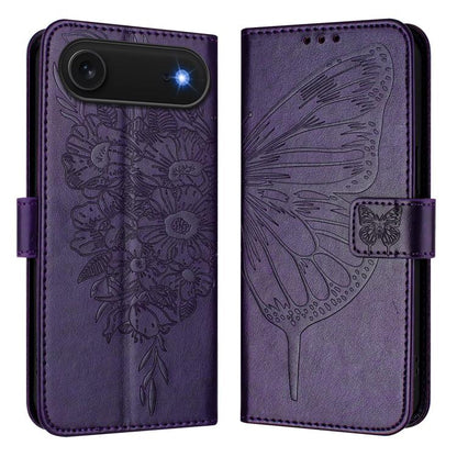 For iPhone Air Embossed Butterfly Leather Phone Case(Dark Purple) - iPhone Air Cases by buy2fix | Online Shopping UK | buy2fix