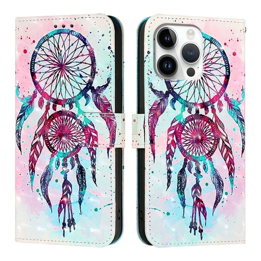 For iPhone 16 Pro Max 3D Painting Horizontal Flip Leather Phone Case(Color Drop Wind Chimes) by buy2fix