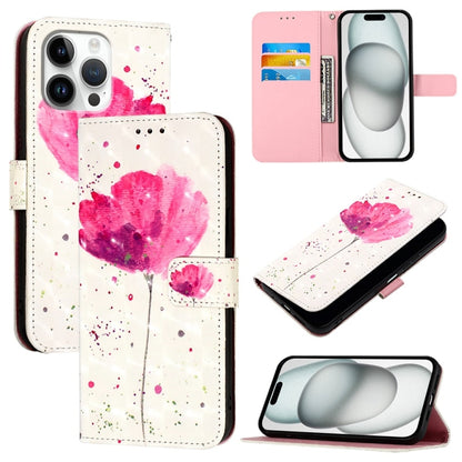 For iPhone 16 Pro Max 3D Painting Horizontal Flip Leather Phone Case(Flower) - iPhone 16 Pro Max Cases by buy2fix | Online Shopping UK | buy2fix