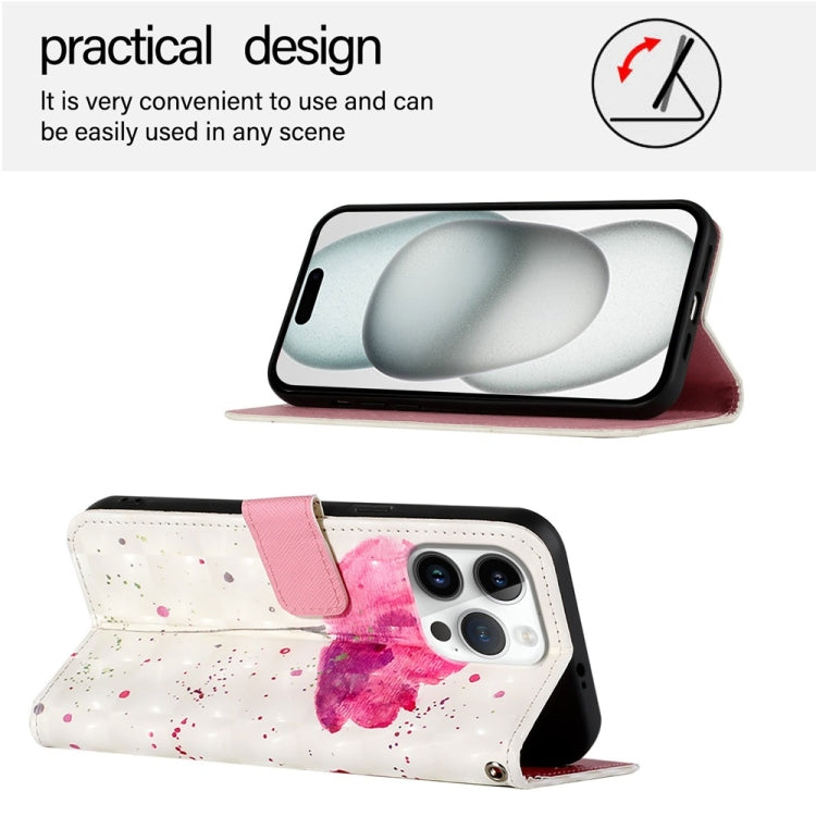 For iPhone 16 Pro Max 3D Painting Horizontal Flip Leather Phone Case(Flower) - iPhone 16 Pro Max Cases by buy2fix | Online Shopping UK | buy2fix