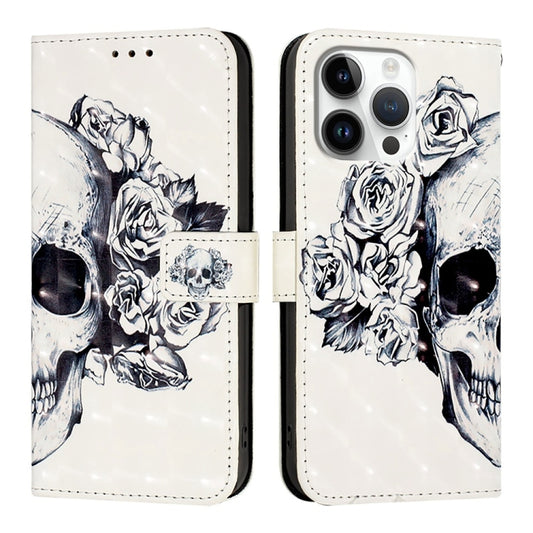 For iPhone 16 Pro Max 3D Painting Horizontal Flip Leather Phone Case(Skull) by buy2fix