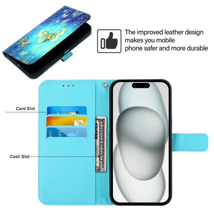 For iPhone 16 Pro 3D Painting Horizontal Flip Leather Phone Case(Golden Butterfly) - iPhone 16 Pro Cases by buy2fix | Online Shopping UK | buy2fix