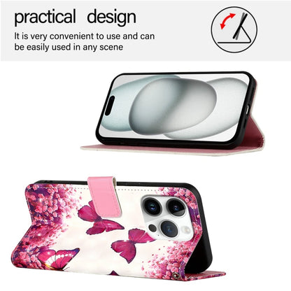 For iPhone 16 Pro 3D Painting Horizontal Flip Leather Phone Case(Rose Butterfly) by buy2fix