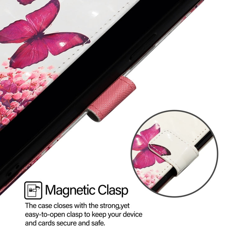 For iPhone 16 Pro 3D Painting Horizontal Flip Leather Phone Case(Rose Butterfly) by buy2fix