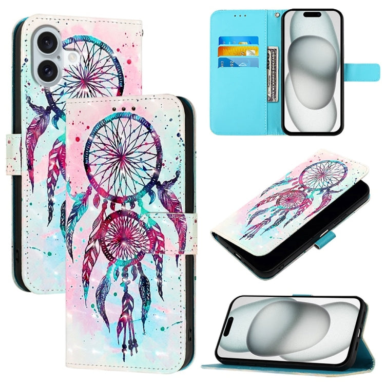 For iPhone 16 Plus 3D Painting Horizontal Flip Leather Phone Case(Color Drop Wind Chimes) - iPhone 16 Plus Cases by buy2fix | Online Shopping UK | buy2fix