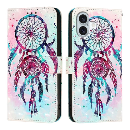 For iPhone 16 Plus 3D Painting Horizontal Flip Leather Phone Case(Color Drop Wind Chimes) - iPhone 16 Plus Cases by buy2fix | Online Shopping UK | buy2fix