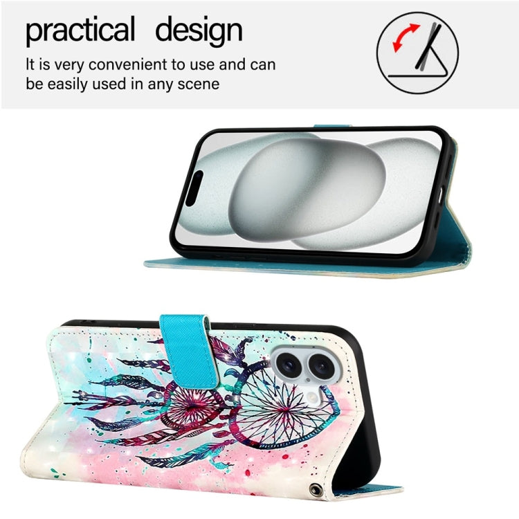 For iPhone 16 Plus 3D Painting Horizontal Flip Leather Phone Case(Color Drop Wind Chimes) - iPhone 16 Plus Cases by buy2fix | Online Shopping UK | buy2fix