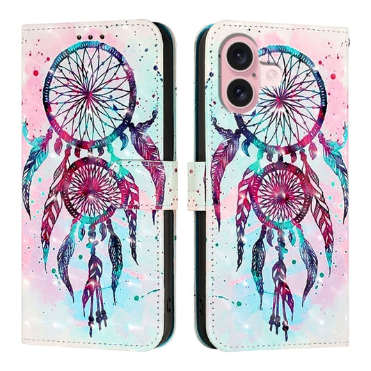 For iPhone 16 3D Painting Horizontal Flip Leather Phone Case(Color Drop Wind Chimes) by buy2fix