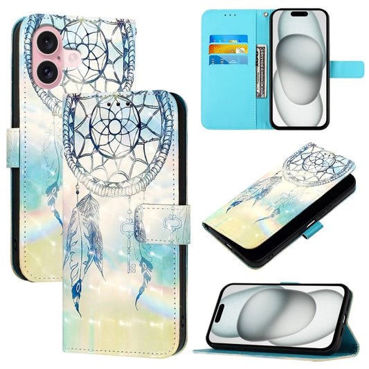 For iPhone 16 3D Painting Horizontal Flip Leather Phone Case(Dream Wind Chimes) - iPhone 16 Cases by buy2fix | Online Shopping UK | buy2fix