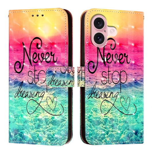 For iPhone 16 3D Painting Horizontal Flip Leather Phone Case(Chasing Dreams) by buy2fix