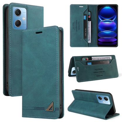 For Xiaomi Redmi Note 12 India/Poco X5 Skin Feel Anti-theft Brush Horizontal Flip Leather Case with Holder(Blue) - Xiaomi Cases by buy2fix | Online Shopping UK | buy2fix