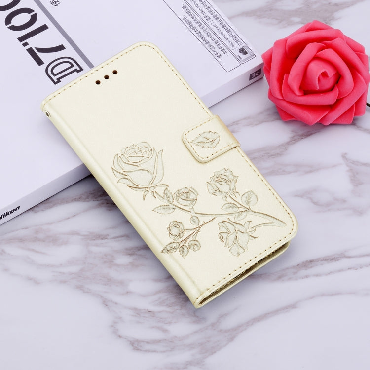 For Samsung Galaxy A55 5G Rose Embossed Flip PU Leather Phone Case(Gold) by buy2fix