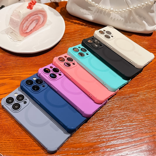For iPhone 16 Plus Four Corner Shockproof Skin Feel MagSafe Magnetic Phone Case(Purple) by buy2fix