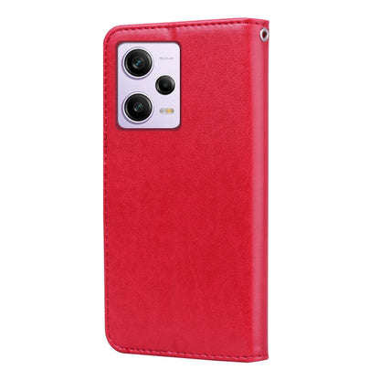 For Xiaomi Redmi Note 12 5G Global/Poco X5 Rose Embossed Flip PU Leather Phone Case(Red) - Xiaomi Cases by buy2fix | Online Shopping UK | buy2fix