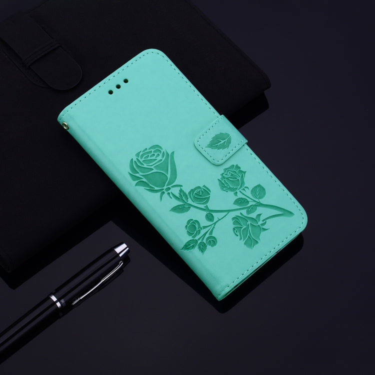 For Xiaomi Redmi Note 12 Pro 5G Global Rose Embossed Flip PU Leather Phone Case(Green) - Xiaomi Cases by buy2fix | Online Shopping UK | buy2fix