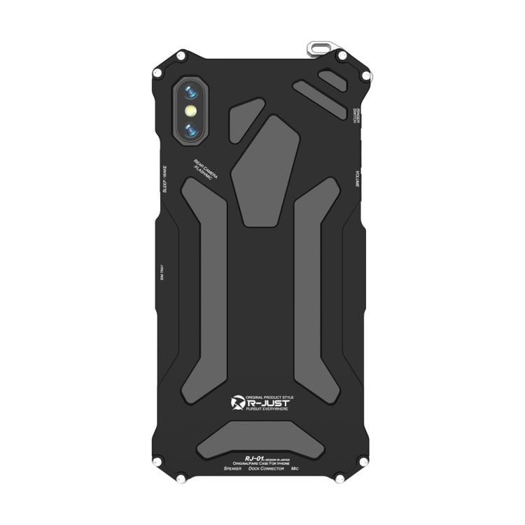 For iPhone X R-JUST Shockproof Armor Metal Protective Case(Black) - More iPhone Cases by R-JUST | Online Shopping UK | buy2fix