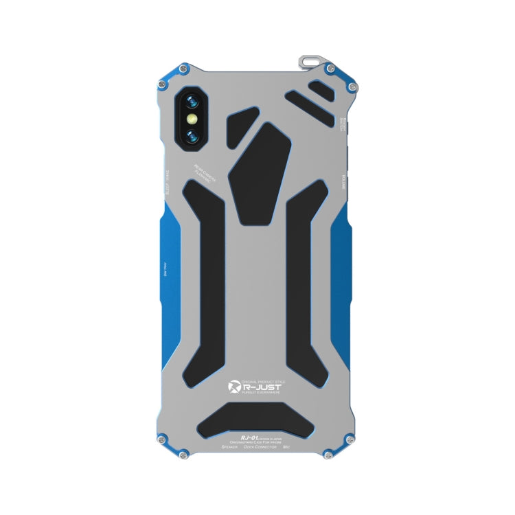 For iPhone X R-JUST Shockproof Armor Metal Protective Case(Blue) - More iPhone Cases by R-JUST | Online Shopping UK | buy2fix