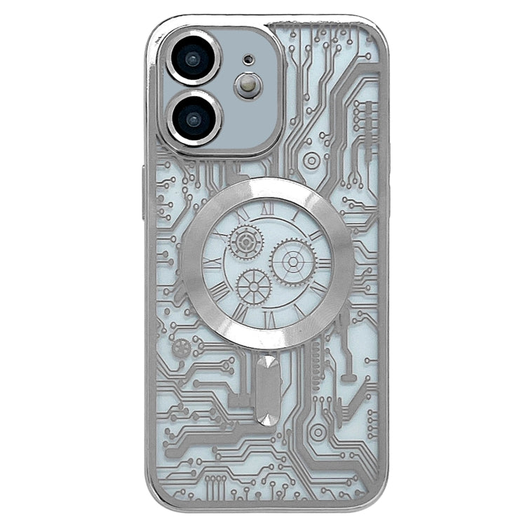 For iPhone 11 Electroplated Circuit Board Pattern MagSafe Phone Case(Silver) - iPhone 11 Cases by buy2fix | Online Shopping UK | buy2fix