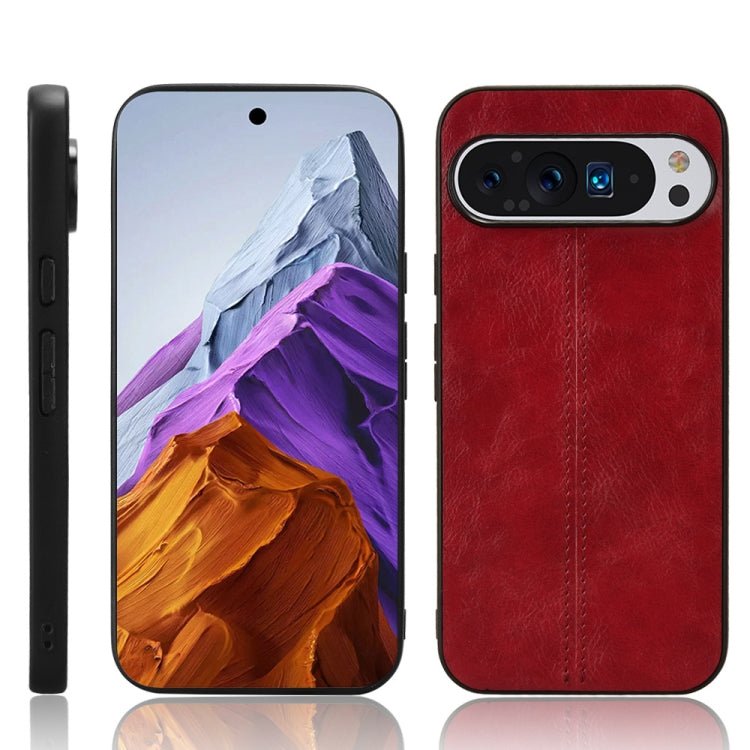 For Google Pixel 9 Pro XL Cow Pattern Sewing Back Cover Phone Case(Red) - Google Cases by buy2fix | Online Shopping UK | buy2fix