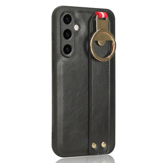 For Samsung Galaxy S23 FE 5G Wristband Leather Back Phone Case(Black) by buy2fix