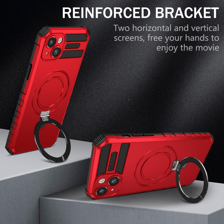 For iPhone 15 MagSafe Magnetic Holder Phone Case(Red) - iPhone 15 Cases by buy2fix | Online Shopping UK | buy2fix