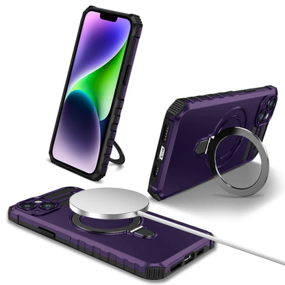 For iPhone 15 MagSafe Magnetic Holder Phone Case(Purple) - iPhone 15 Cases by buy2fix | Online Shopping UK | buy2fix