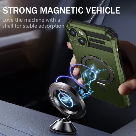 For iPhone 14 MagSafe Magnetic Holder Phone Case(Green) by buy2fix