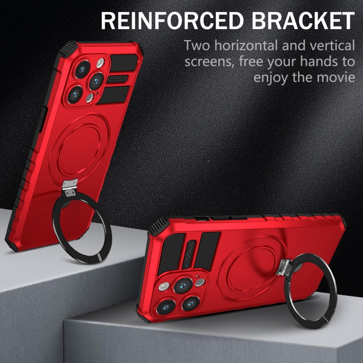 For iPhone 14 Pro Max MagSafe Magnetic Holder Phone Case(Red) - iPhone 14 Pro Max Cases by buy2fix | Online Shopping UK | buy2fix