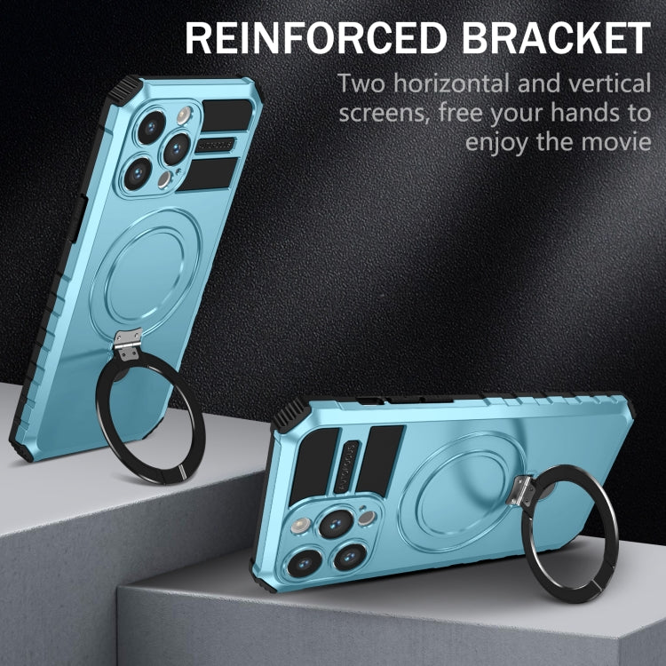 For iPhone 14 Pro Max MagSafe Magnetic Holder Phone Case(Light Blue) - iPhone 14 Pro Max Cases by buy2fix | Online Shopping UK | buy2fix