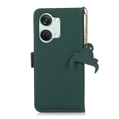 For OnePlus Nord 3 / Ace 2V Genuine Leather Magnetic RFID Leather Phone Case(Green) - OnePlus Cases by buy2fix | Online Shopping UK | buy2fix