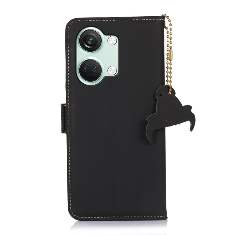 For OnePlus Nord 3 / Ace 2V Genuine Leather Magnetic RFID Leather Phone Case(Black) - OnePlus Cases by buy2fix | Online Shopping UK | buy2fix