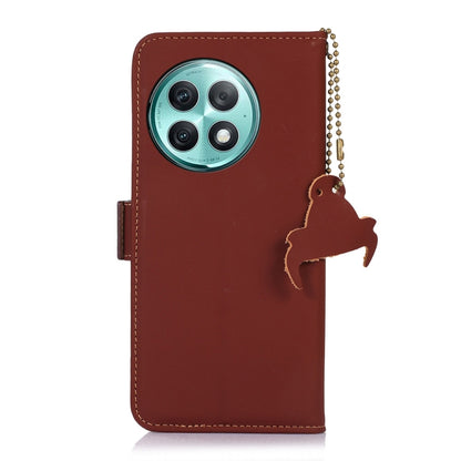 For OnePlus Ace 2 Pro Genuine Leather Magnetic RFID Leather Phone Case(Coffee) - OnePlus Cases by buy2fix | Online Shopping UK | buy2fix