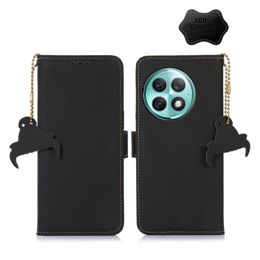 For OnePlus Ace 2 Pro Genuine Leather Magnetic RFID Leather Phone Case(Black) - OnePlus Cases by buy2fix | Online Shopping UK | buy2fix