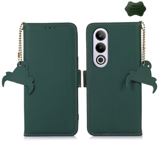 For OnePlus Nord CE4 5G Global Genuine Leather Magnetic RFID Leather Phone Case(Green) - OnePlus Cases by buy2fix | Online Shopping UK | buy2fix